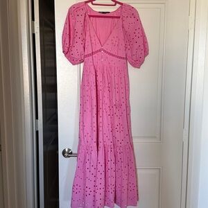 Zara Pink Eyelet Maxi Dress